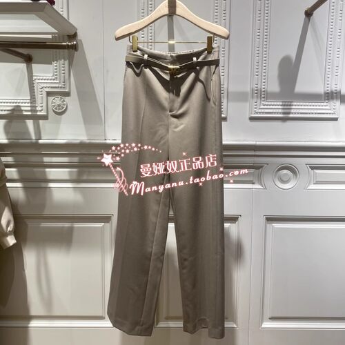 曼娅奴2023年冬新款百搭休闲简约送腰带西装裤子女MN42BC044