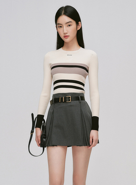 曼娅奴2024年秋冬新款高级感百搭修身显瘦打底针织衫MO44KW601