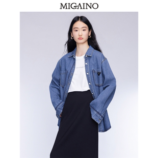 【商场同款】Migaino曼娅奴新款韩版休闲宽松衬衫上衣女MO32AJ023