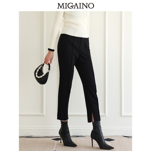 曼娅奴2023年秋冬新款高腰直筒西裤正装裤九分裤子MN42BC018