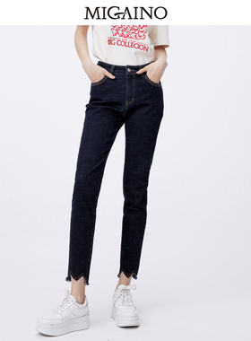 【曾黎同款】Migaino曼娅奴牛仔裤女2024新款显瘦紧身裤MO12NC013