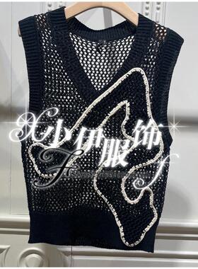 曼娅奴商场专柜2024年夏装针织衫背心MO22KW280