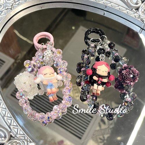 潮玩SP泡泡玫瑰水晶包挂创意手工串珠手机链提留茉莉挂件钥匙扣女