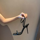 高跟鞋 女方头露趾百搭性感细跟仙女风时装 一字带扣凉鞋 2025夏新款