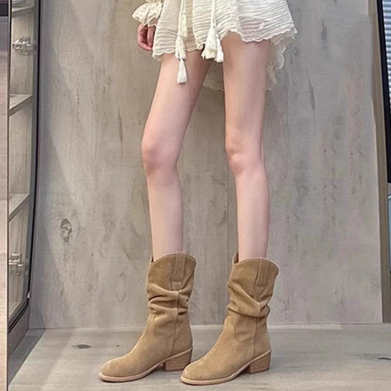 马丁靴小个子内增高靴子女2026新款春季复古高跟中筒短靴堆堆靴女