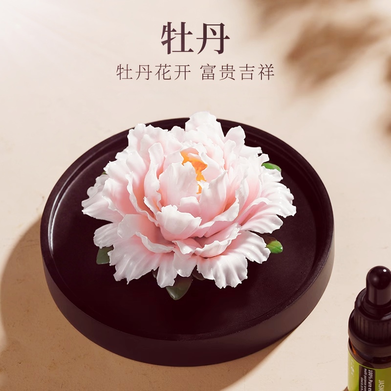 陶瓷手捏牡丹玫瑰瓷花香薰摆件