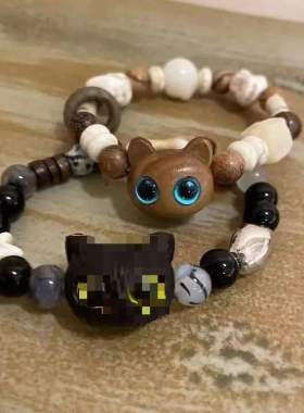 新中式~多巴胺可爱小猫串珠手链