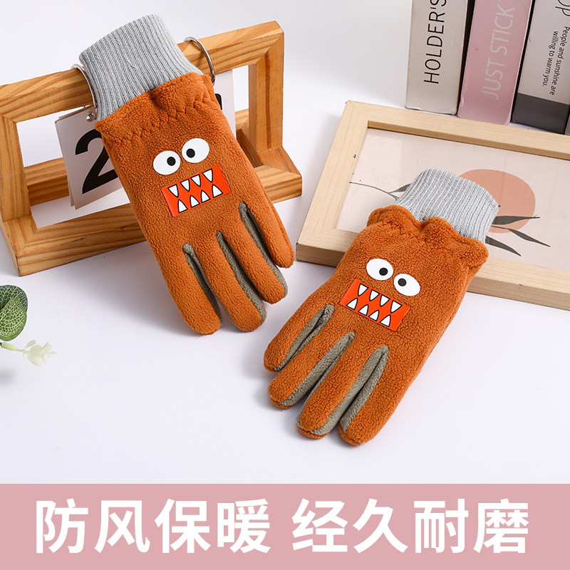儿童秋冬季加绒保暖滑雪手套