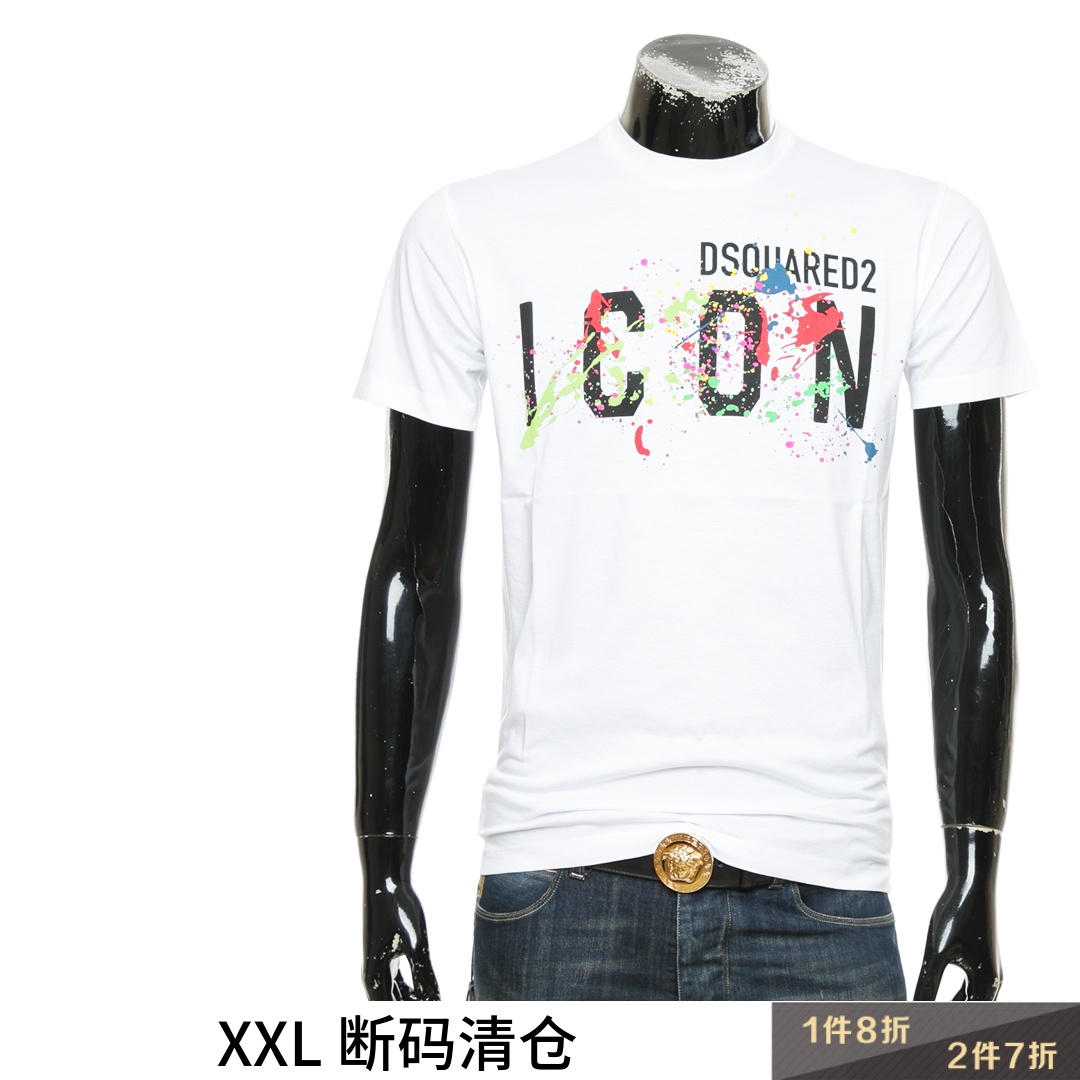 Dsquared2 D2次方 男士泼墨印花休闲短袖圆领T恤S79GC0052 S23009 男装 T恤 原图主图