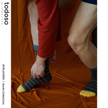 todoso socks BYPLAYERS条纹中筒袜彩色精梳棉袜子男女