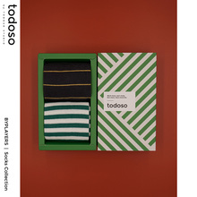 圣诞节日生日礼物礼盒BYPLAYERS中长女男2双条纹袜子穿搭情侣