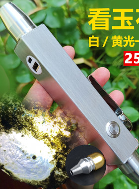 专业照玉石鉴定强光手电筒看珠宝翡翠琥珀原石专用鉴别文玩白黄灯