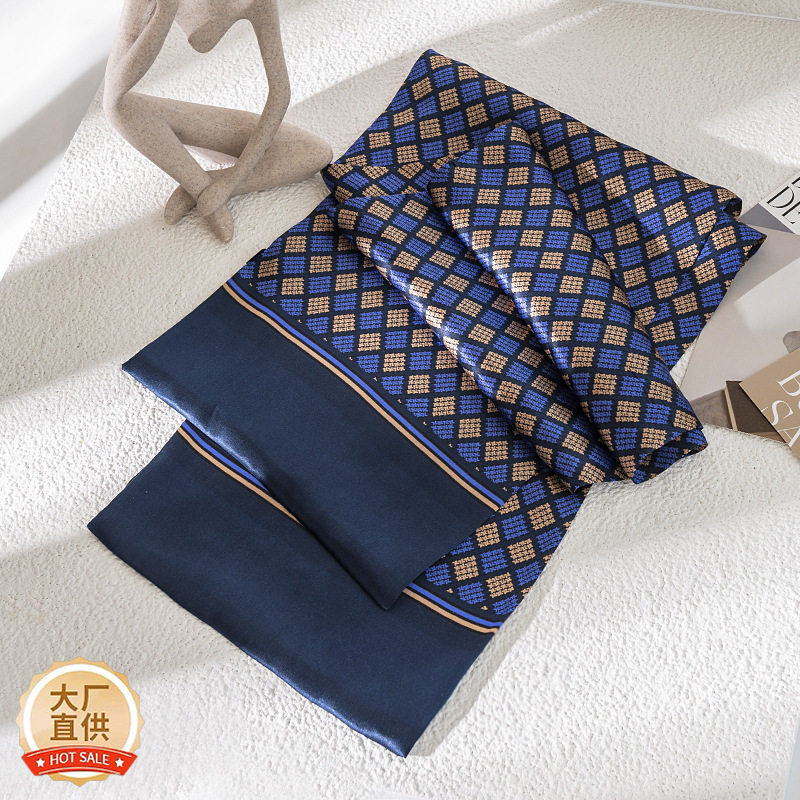 杭州桑蚕丝男士丝巾2026四季复古双层印花薄款围巾感礼盒纱巾