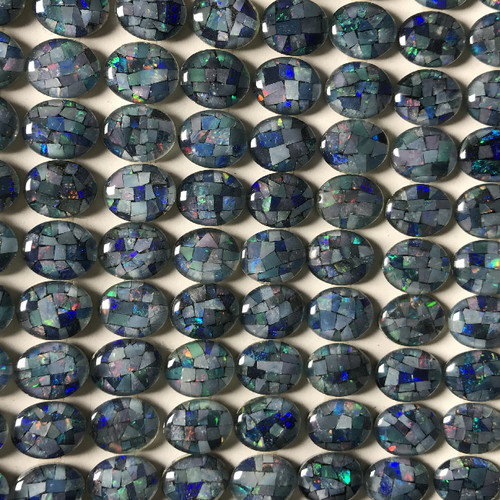 天然opal欧泊碎角片拼合三层石标准蛋形8*10毫米