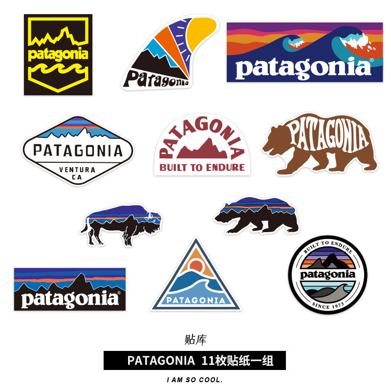 日本户外patagonia潮牌贴画滑雪板机车笔记本电脑电动车头盔贴纸