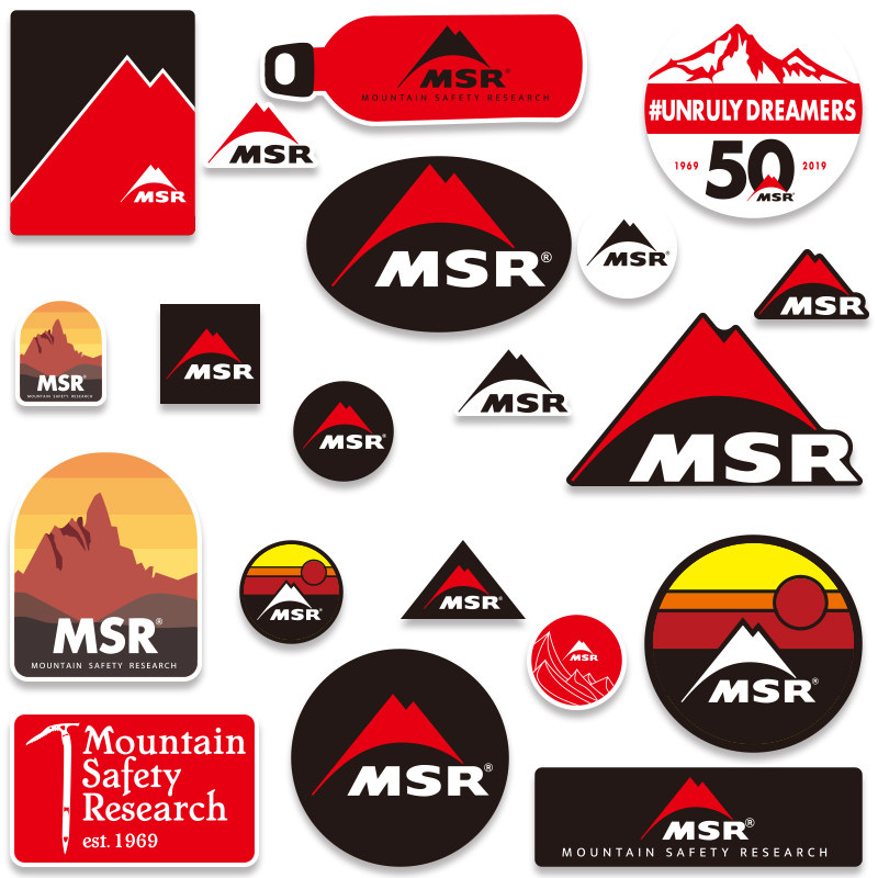 20张欧美户外品牌msr潮牌logo贴笔记本保温杯手机平板收纳箱贴纸