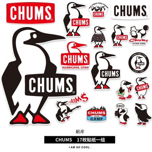 个性欧美户外潮牌chums恰恰鸟贴画行李箱滑板玻璃背景墙防水贴纸