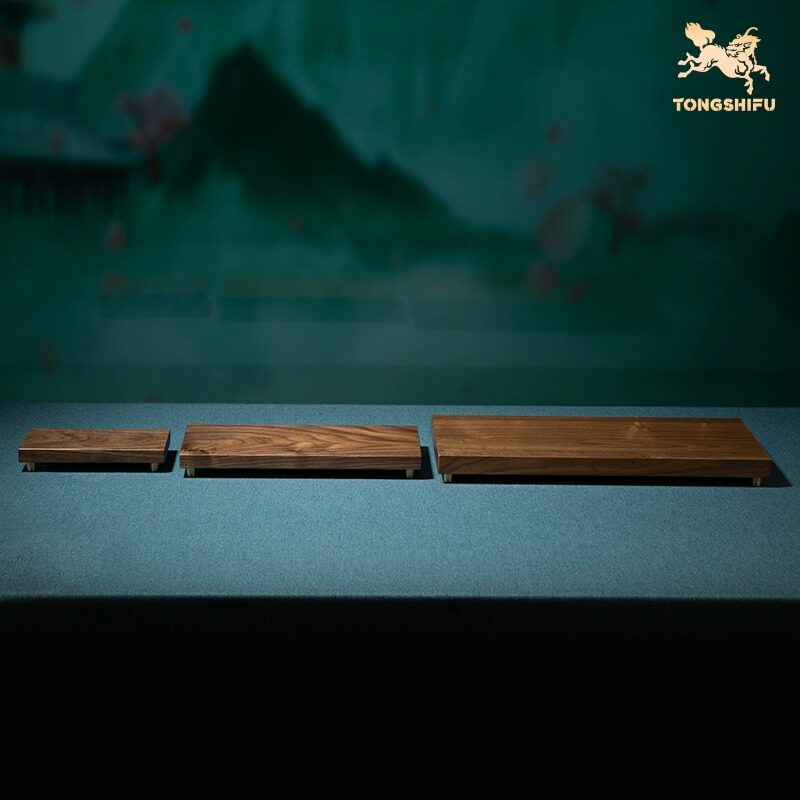 铜师傅黑胡桃原木方形底座图片