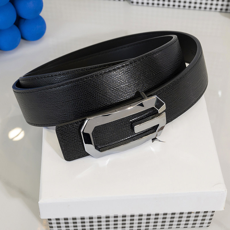 男士皮带大G字母滑扣腰带黑色休闲百搭牛皮裤带G真皮青年韩版压花