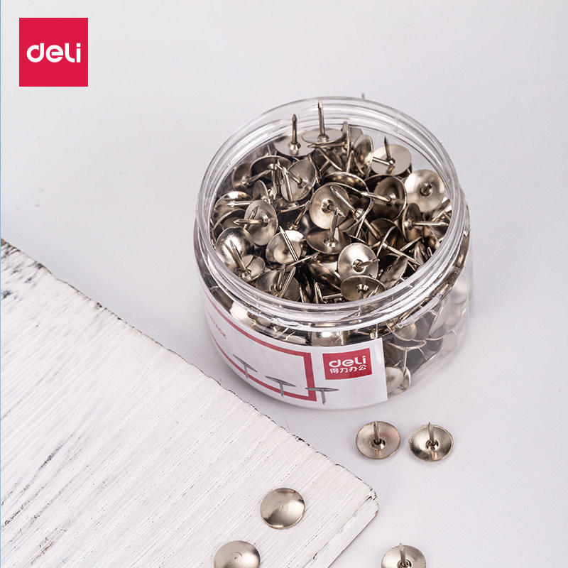 得力图钉大号300只筒装图钉按钉大图钉金属图订镀镍图
