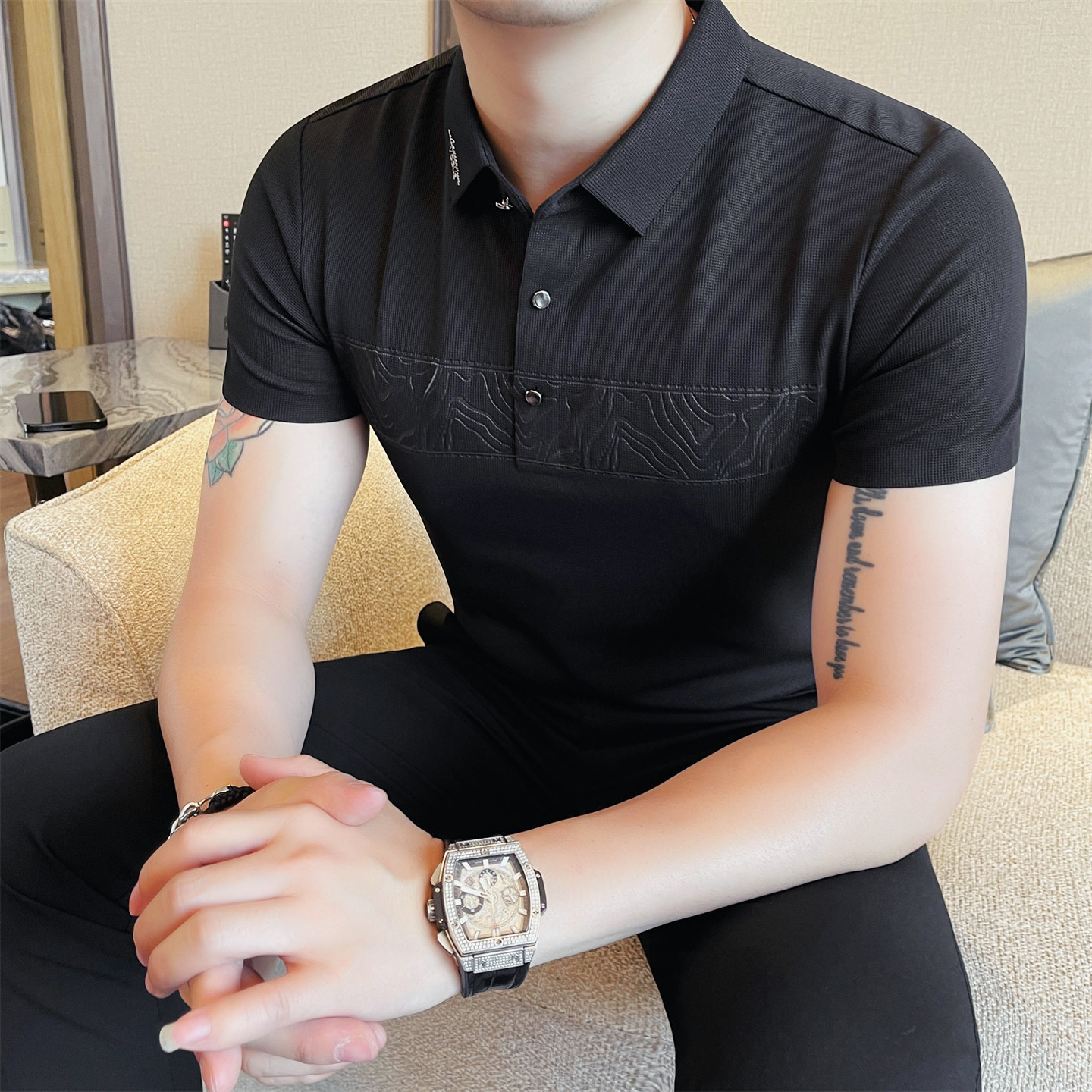 高级感polo衫男士短袖无痕