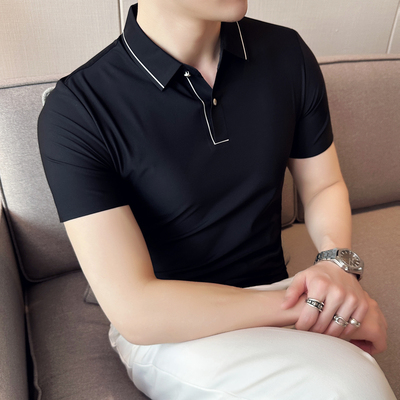 高级感polo衫男短袖潮牌冰丝