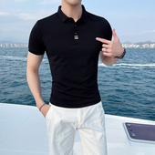 男短袖 带领体恤半袖 潮牌夏季 修身 小翻领t恤潮流韩版 高级感polo衫