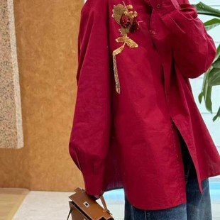 G322 YS281 繁花店计重工石榴流苏法绣工艺宽松廓形时髦长袖 小衫