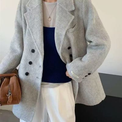 繁花慵懒时尚简约大气宽松百搭西装羊毛外套（含70羊毛）YS2-n578