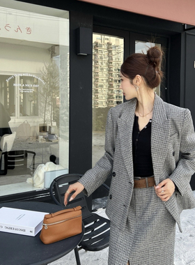 繁花复古时髦老钱千鸟格羊毛外套（含50羊毛）25645