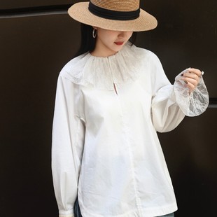 YS278 繁花店时尚 小衫 百搭长袖 G322 仙气蕾丝珍珠扣娃娃领喇叭袖