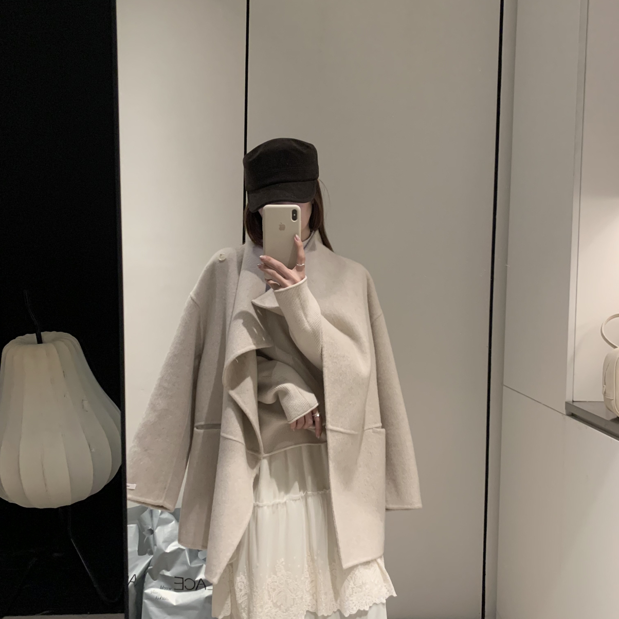 繁花立领设计～极简大牌巨百搭显瘦羊毛外套（含100澳毛）110609W