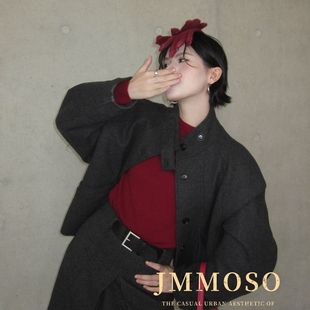 繁花小众极简立领羊毛短外套毛呢宽松保暖羽绒服外套J268657-