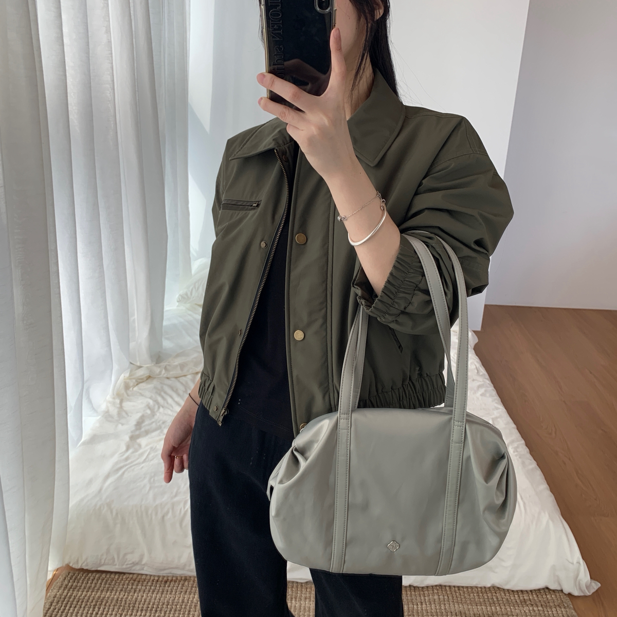 繁花上新时尚休闲军绿夹棉保暖棉服外套(颜色巨巨好看)DJK01591