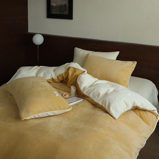 【宅姿势】简约纯色秋冬季节加绒保暖加厚 双人床品四件套SGL床单