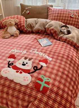 【宅姿势】YK2甜酷风女孩秋冬季加厚保暖红色四件套圣诞树气氛GG