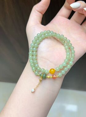 玉阅珠宝和田玉蜜蜡南红双圈手串