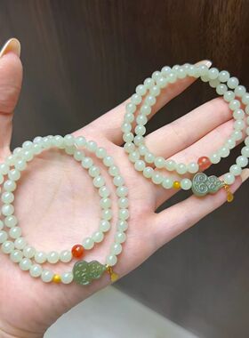 玉阅珠宝和田玉双圈葫芦手链