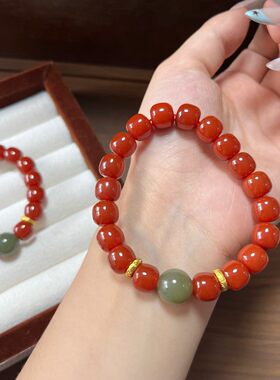 玉阅珠宝红玛瑙和田玉轻奢手链