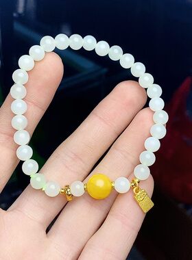 玉阅珠宝和田玉圆珠手链新中式