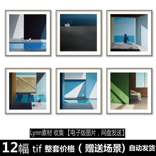 世界名画油画文艺复兴海边建筑女人装饰画素材高清画芯喷绘图库
