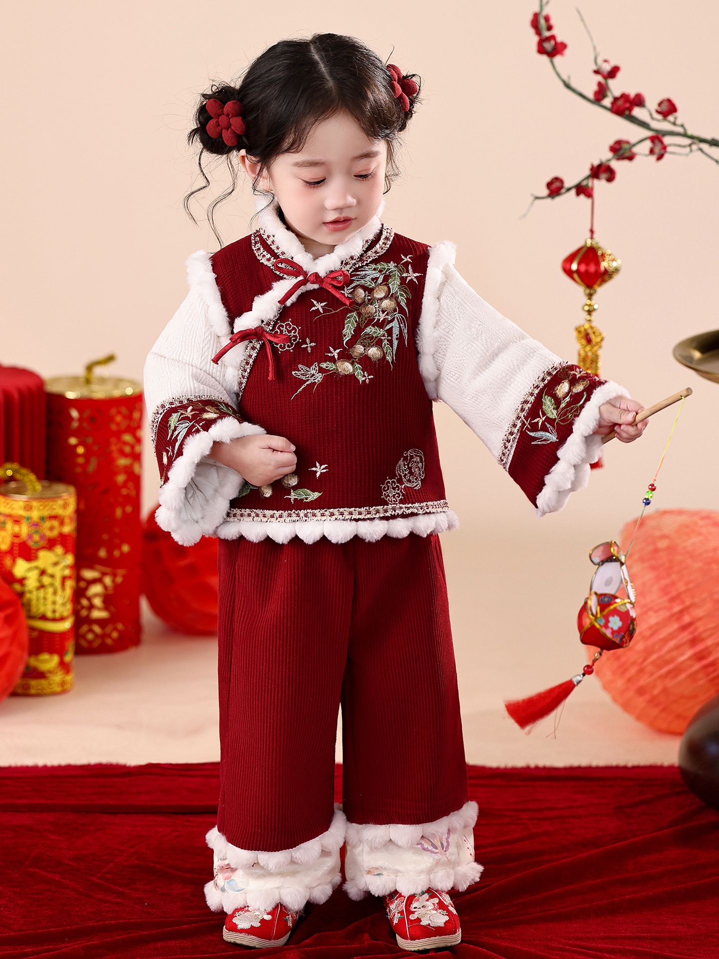 咔利娅公主丨新年喜庆！女童套装儿童中国风唐装宝宝周岁拜年服