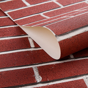 复古怀旧3D红砖墙纸 客厅餐厅墙裙茶室 中式仿古磨砂砖纹砖块壁纸