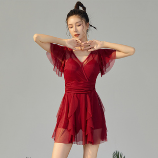 连体纯欲Ins风泳装 泳衣女2025新款 夏仙女范性感聚拢遮肉显瘦裙式