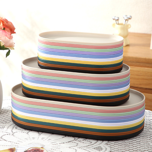 北欧ins风托盘椭圆形家用放茶杯塑料餐盘商用零食蛋糕甜品摆放盘