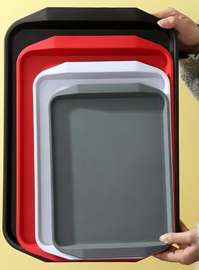 长方形加厚商用快餐端盘子塑料食堂饭店酒店专用大号塑料防滑托盘