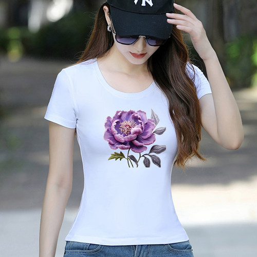 纯棉短袖t恤女修身显瘦体恤衫