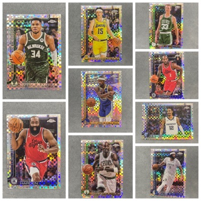 正版toppschrome球星卡NBA棋盘格折射莫兰特字母哥里弗斯哈登包邮