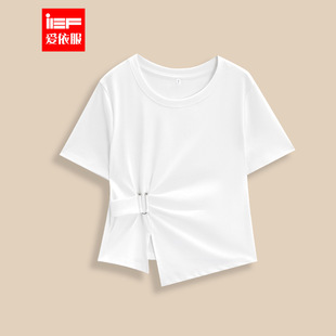 韩版 2025夏季 新款 简约休闲通勤百搭T恤 时尚 爱依服大码 IEF 女装