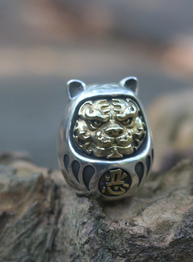 纯银日本达摩生肖虎吊坠小众文玩